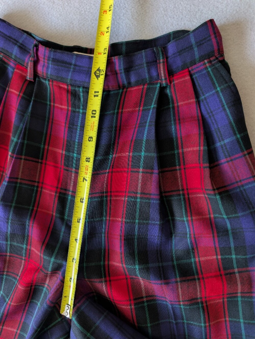 Vintage 100% Wool Pleated Tailored Plaid Shorts Culottes Holiday Prep Academia 6 image 8